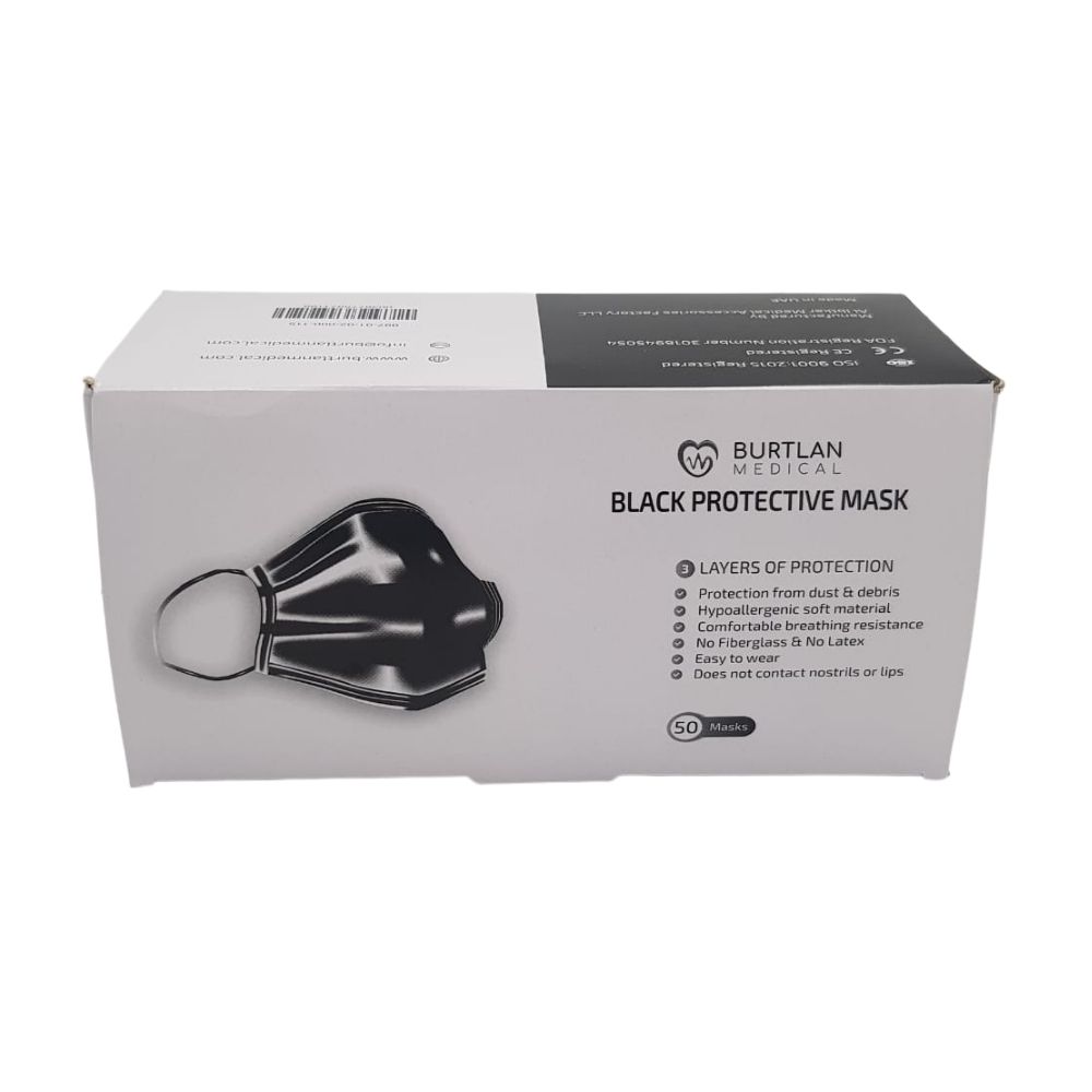 3 Ply Protective Face Mask - Black 