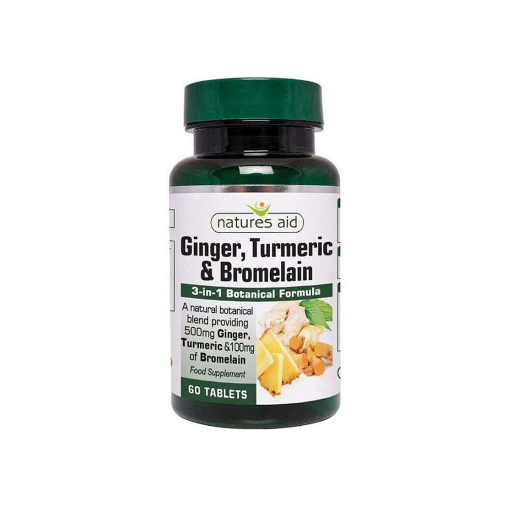 Natures Aid Ginger Turmeric & Bromelain 