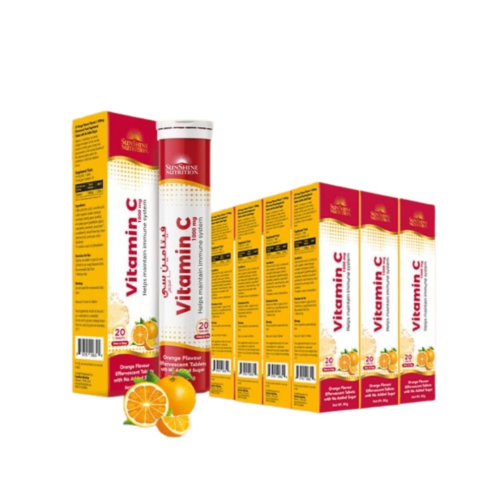 Sunshine Nutrition Vitamin C 1000mg Orange Flavor Effervescent - Bundle Pack 