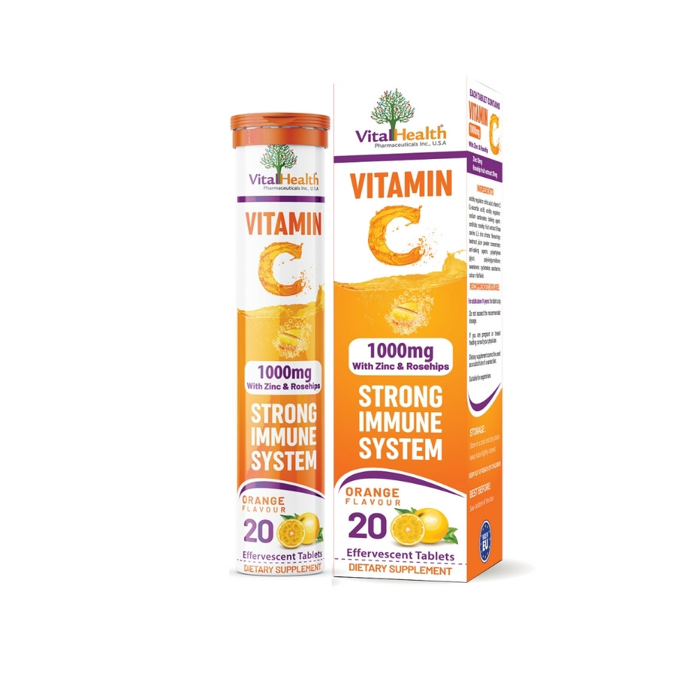 Vital Health Vitamin C 1000mg with Zinc & Rose Hips Orange Flavour  