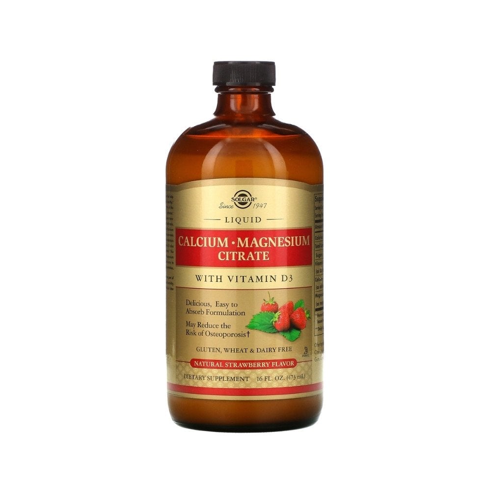 Solgar Liquid Calcium Magnesium Citrate with Vitamin D3 - Natural Strawberry 