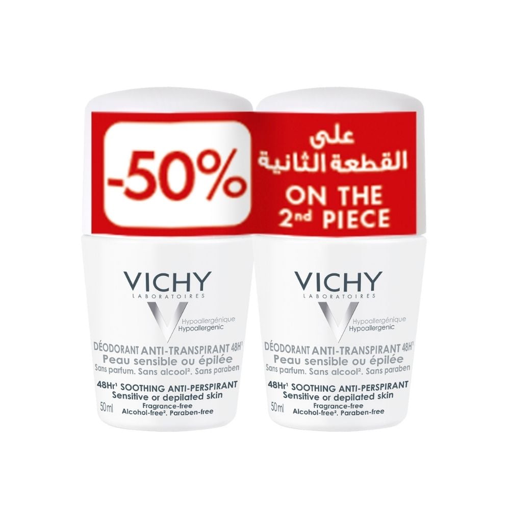 Vichy Deodorants Roll-on 48h Antiperspirant For Sensitive or Depilated Skin BUY 1 GET 1 50% OFF 
