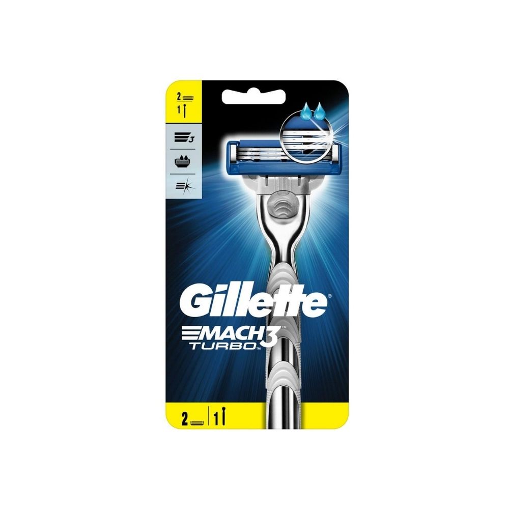 Gillette Mach 3 Turbo Razor Handle+ Razor Blade Refills 